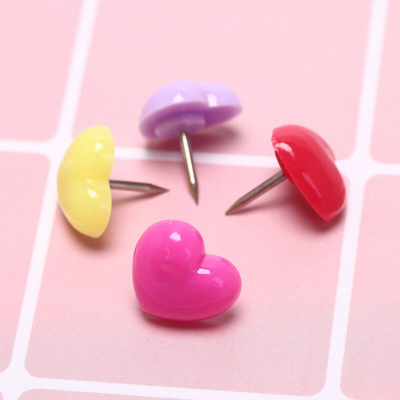 12pcs/box multi-color heart push pins notice board map drawing office thum.l8