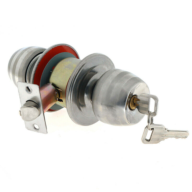 Stainless Steel Round Door Knobs Handle Internal Door Lock with Key for BathBDA