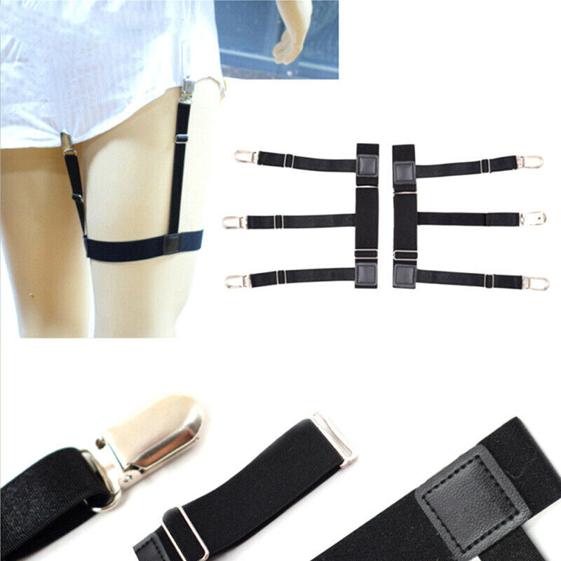 2 Pcs Men Shirt Stays Belt Non-slip Locking Clips  Keep Shirt Tucked Leg .l8