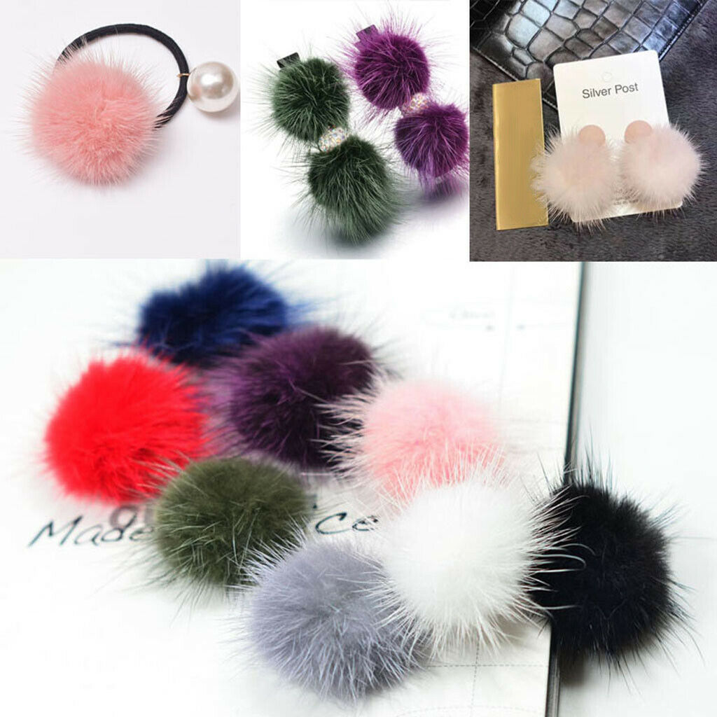 8pcs Mini Fur PomPom KeyChain Bags Hair Bulb Pendants for women Lovely Fluffy
