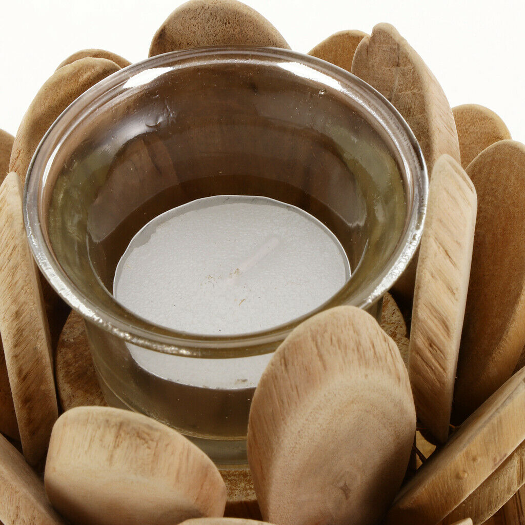 Lotus Candle Holder, Wooden Tealight Holders Handmade Ornaments Votive Holder
