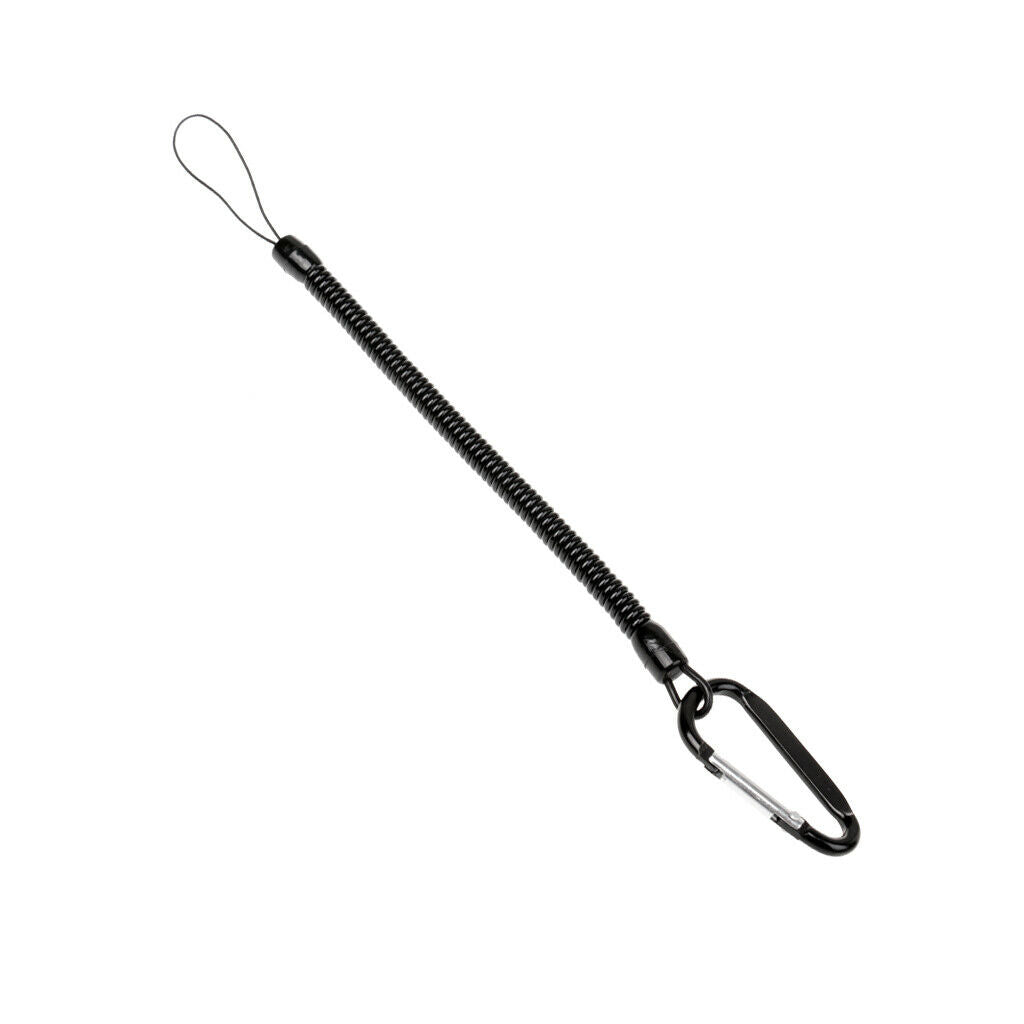 Fishing Lanyard Safety Rope Stretchy Coil Cord Pliers Tether with Carabiner