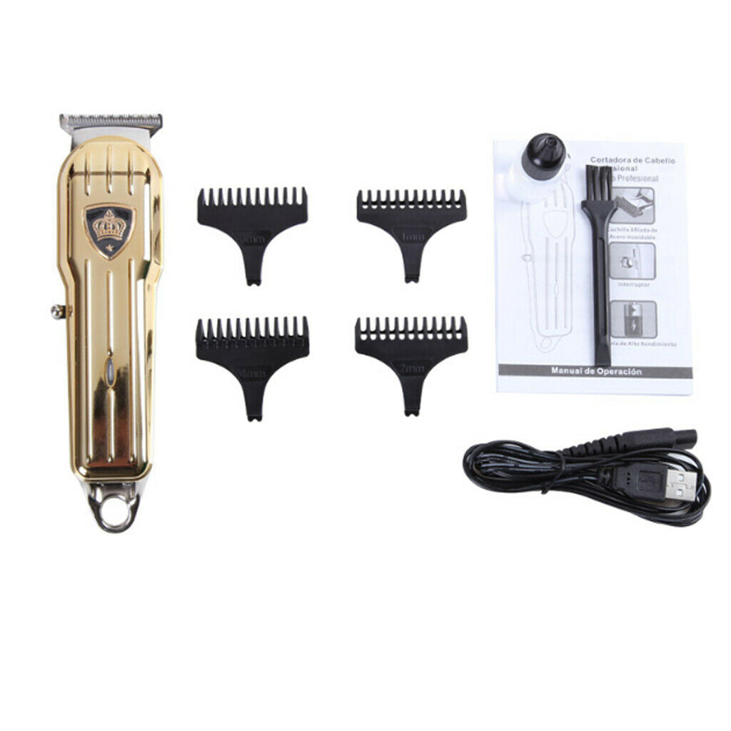 All-in-1 Hair Clipper Set Wireless Hair Trimmer USB Shaver w/ 4 Guide Comb Brush