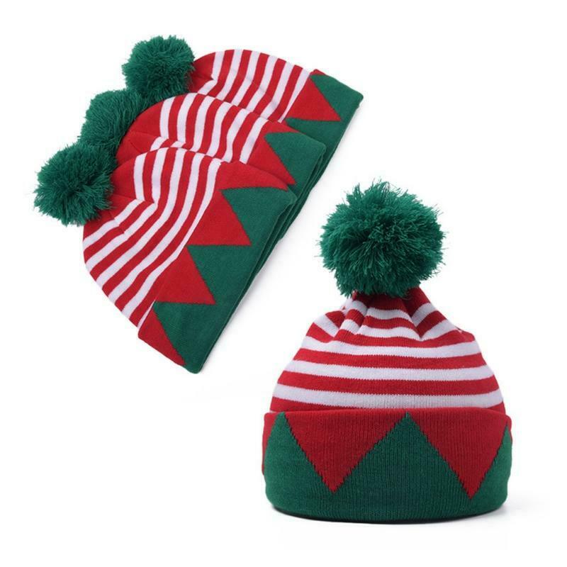 Ladies Men Wool Red green Hat Xmas Hat Santa Secret Hat Santa Xmas Hat pompom