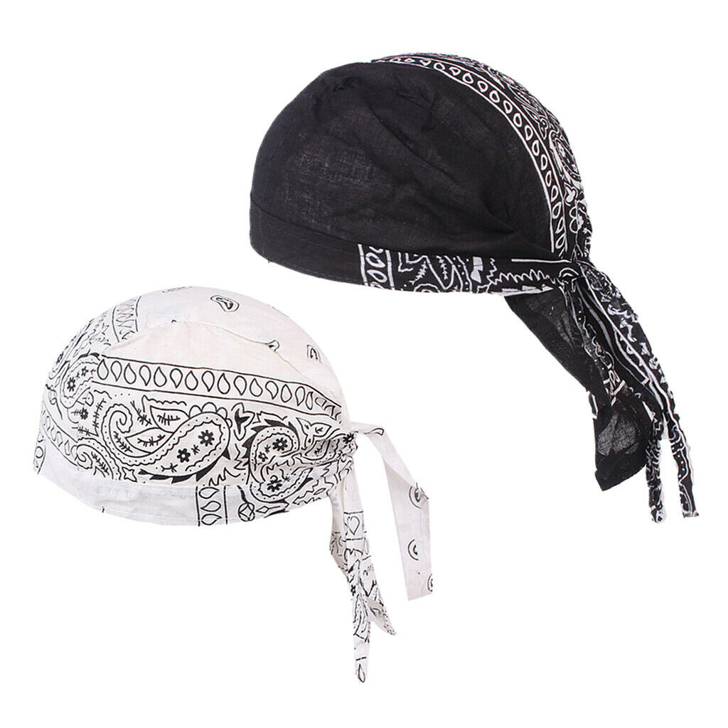 2 Pieces Men's Turban Hat Chemo Cancer   Durag Beanie Hat Head Scarf Cover