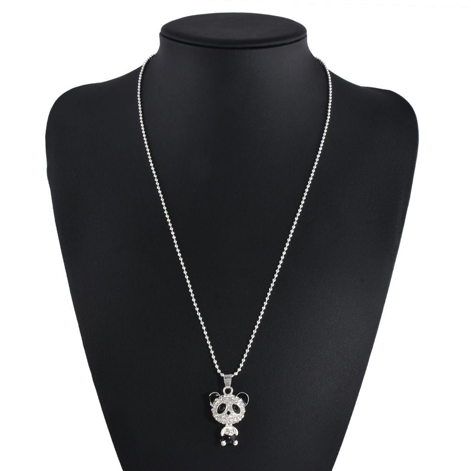 Women Delicat Fashion Cute Necklace Rhinestone Panda Pendant Chain Jewelry Gift