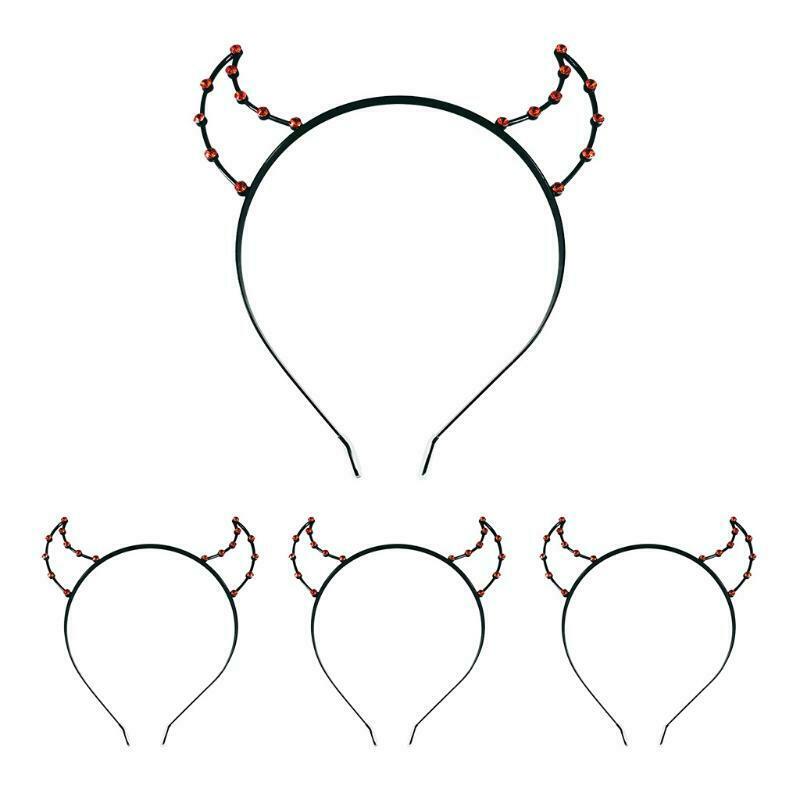 Rhinestone Hair Hoop Devil Horn Headband Photo Prop Halloween Party Headwear