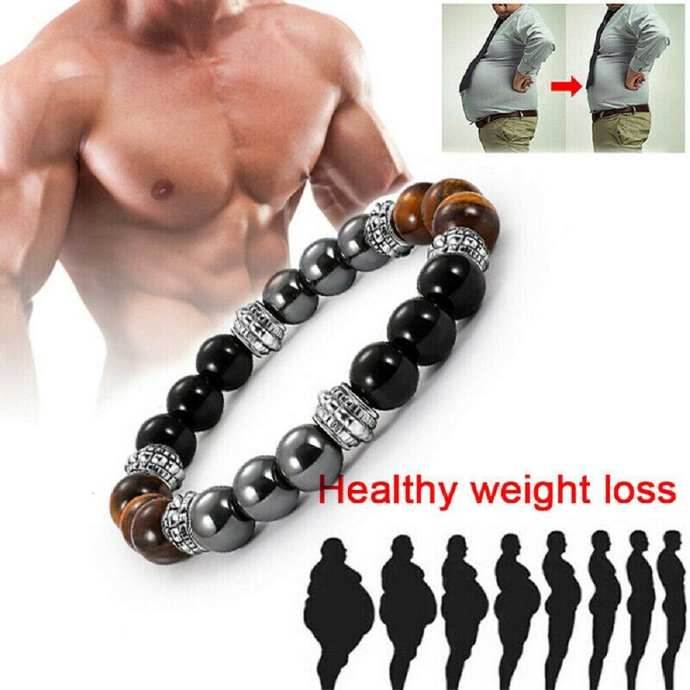 Energy Healing Stretch Bracelet Natural Stone Hematite Tiger Eye Obsidian Retro