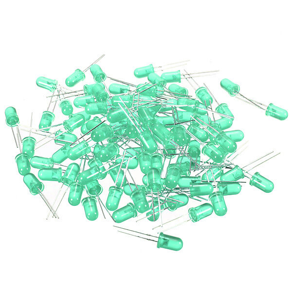 100pcs 5mm 2 Pins Round LED Green Light Emitting Diode Super Bright Lamp Bulb