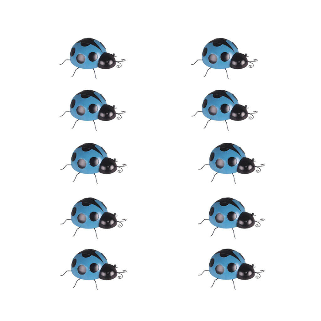 10Pieces Iron Ladybug Wall Decor Lifelike Wall Sculpture Artistic Indoor Outdoor