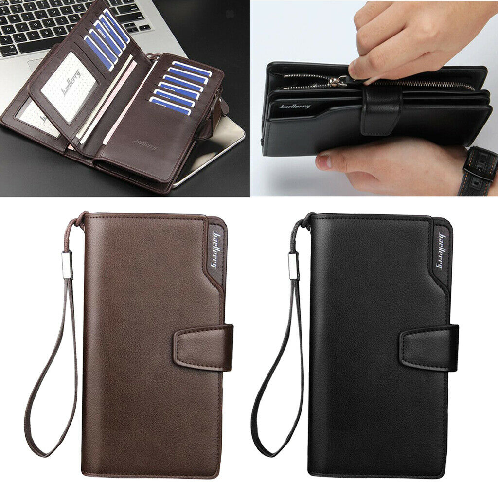 2Pcs Mens Luxury Wallet Fashion Zipper Purse Money Clip Phone Holder Case