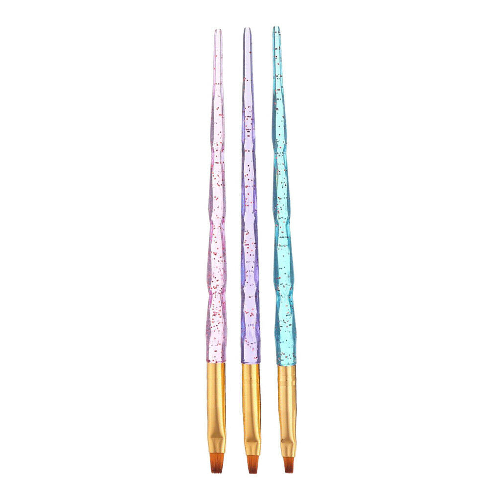3Pcs/set UV Gel Nail Art Brushes Polish Painting Pens Kit for Salon Manicure &