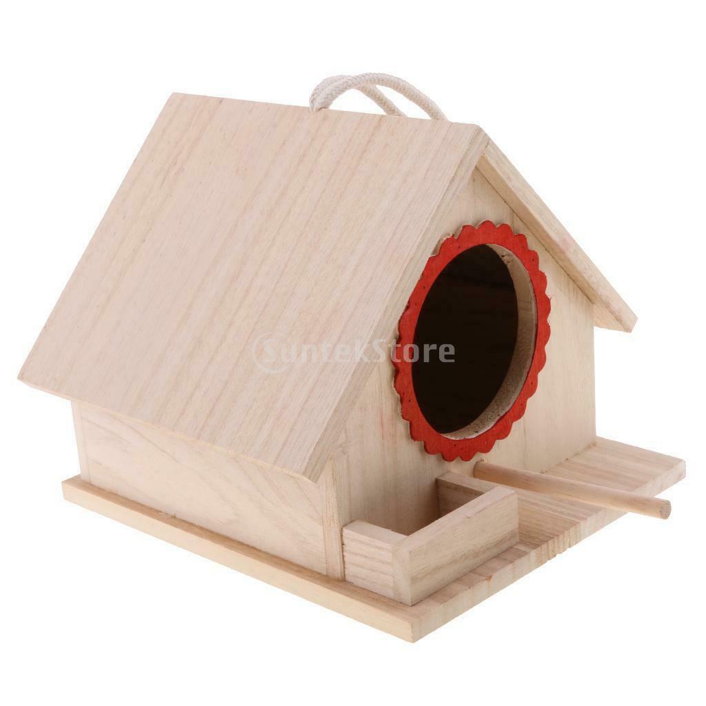 Wooden Wild Bird Nest Box Nesting Feeding Feeder Station House &Stick Yard L