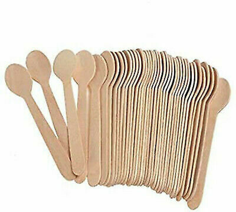 Wooden Cutlery Disposable Small Teaspoons Taster Spoons Bamboo Wood Party Bulk
