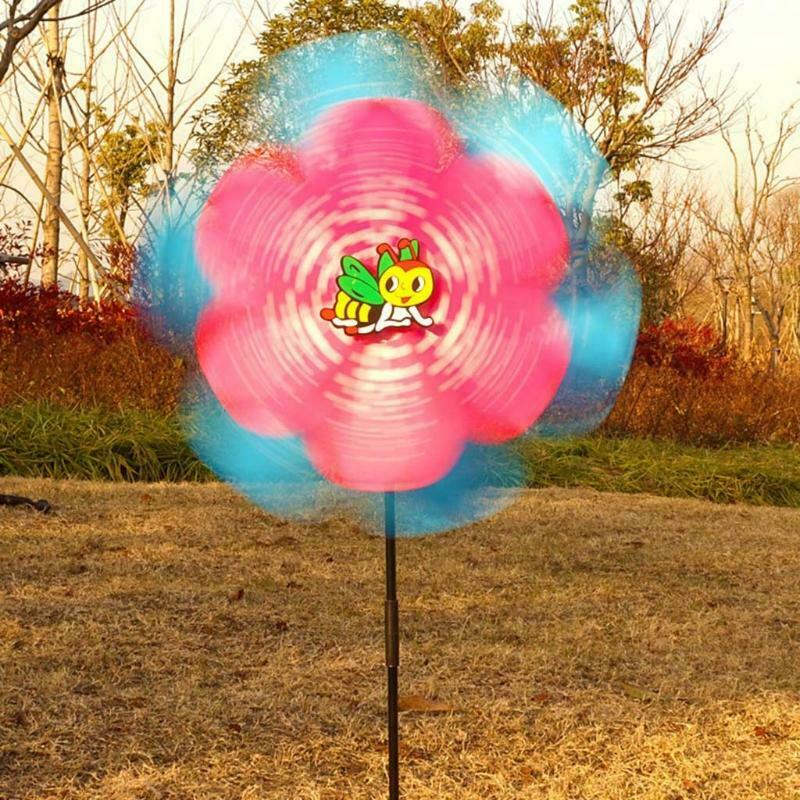 1PC Double Layer Wind Spinners Sunflower Lawn Pinwheels Windmill Garden Decor