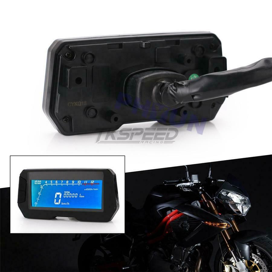 DC 12V Blue LCD Motorcycle Speedometer Odometer Tachometer with Sensor Cable