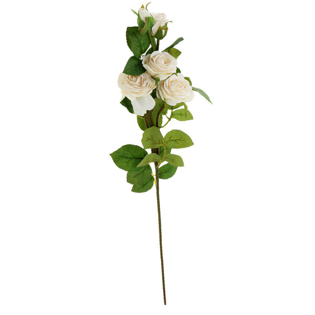 4x Bridal Bouquet Silk Rose Wedding Flower Favors Decor House Flowers White