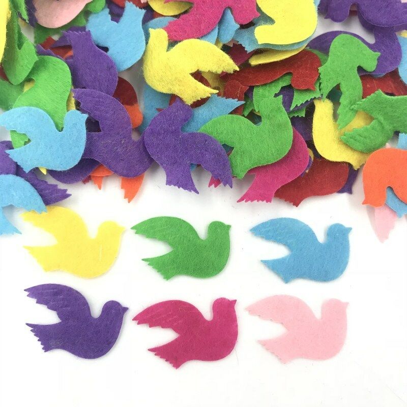 100X Mixed Colors bird shape Felt Appliques Crafts Card Making decoration 27mm