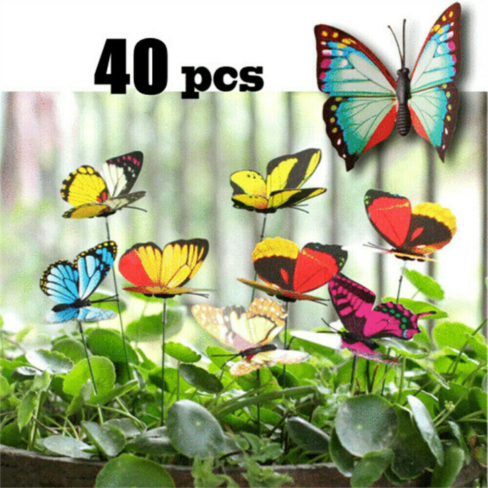 40x Lawn Ornaments Fairy Garden Luminous Butterfly Outdoor Yard Decors AU