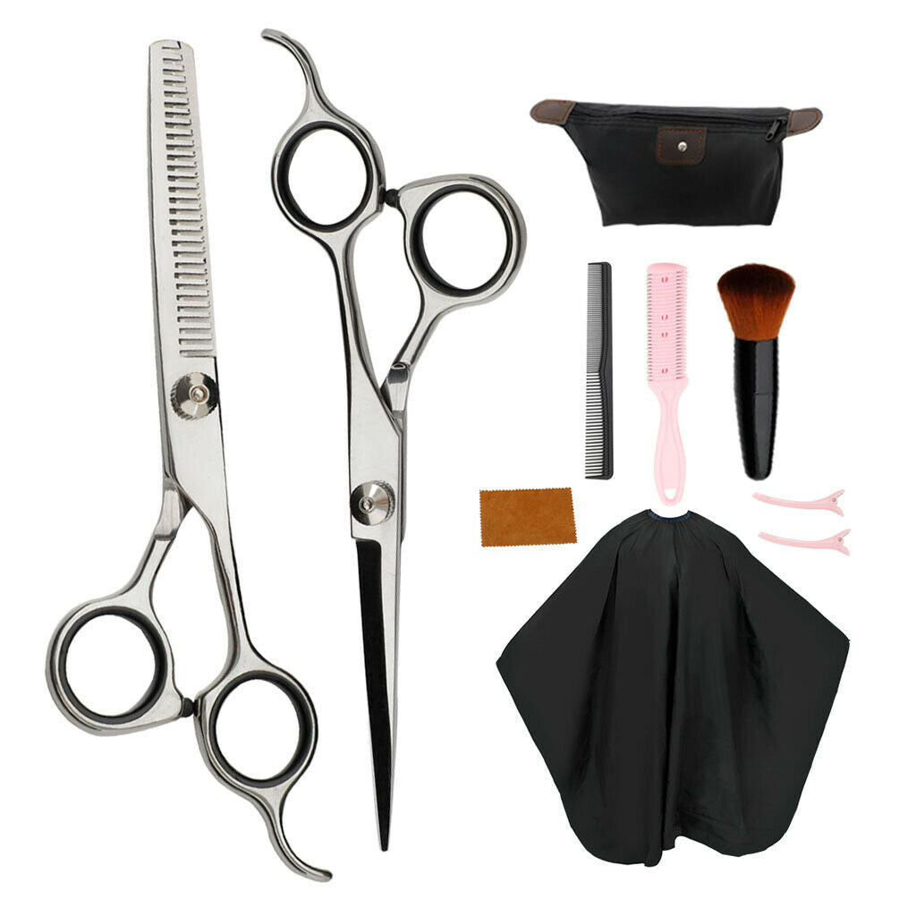 Hair Cutting Hairdressing Scissors Set with Accessories Comb Gown Clips