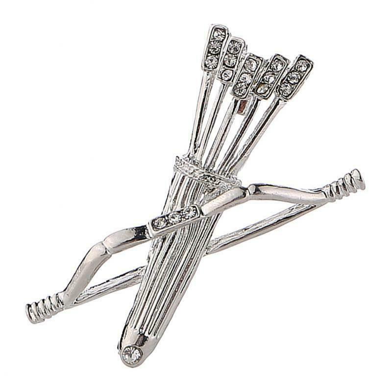 2Pack Bow and Arrow Brooches Crystal Clothes Lapel Pin Badge Collar Clips