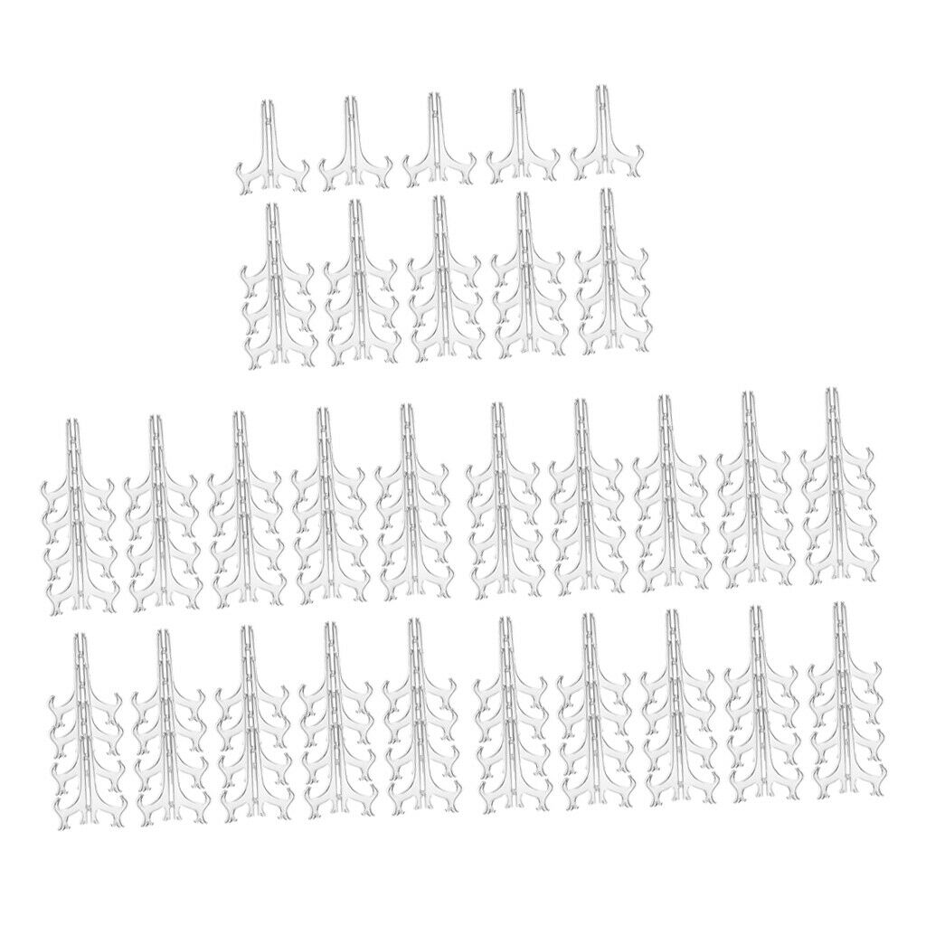 Lot 100 Clear Plastic Easels Stand  To Display Plate Picture 3"