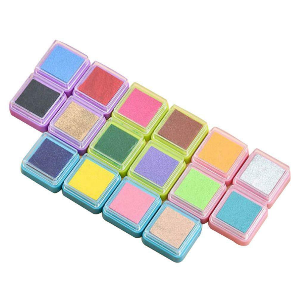 16Pcs Eco-friendly Ink Pad Pigment Wood Washable Kids Finger Stamp Pads Kit