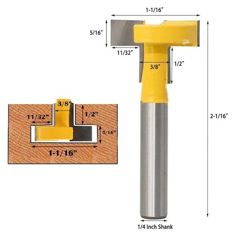 1/4Inch Shank T-Slot Slotting Router Bit Straight Edge Groove Forming Milling Y2