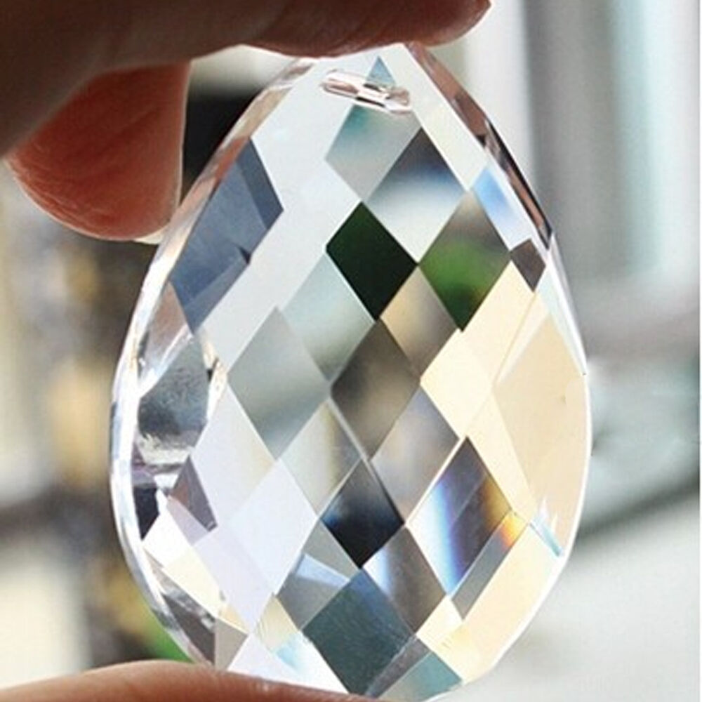 10Pcs Clear Crystal Glass Beads Pendant Drops Chandelier Hanging DÃ©cor Supplies
