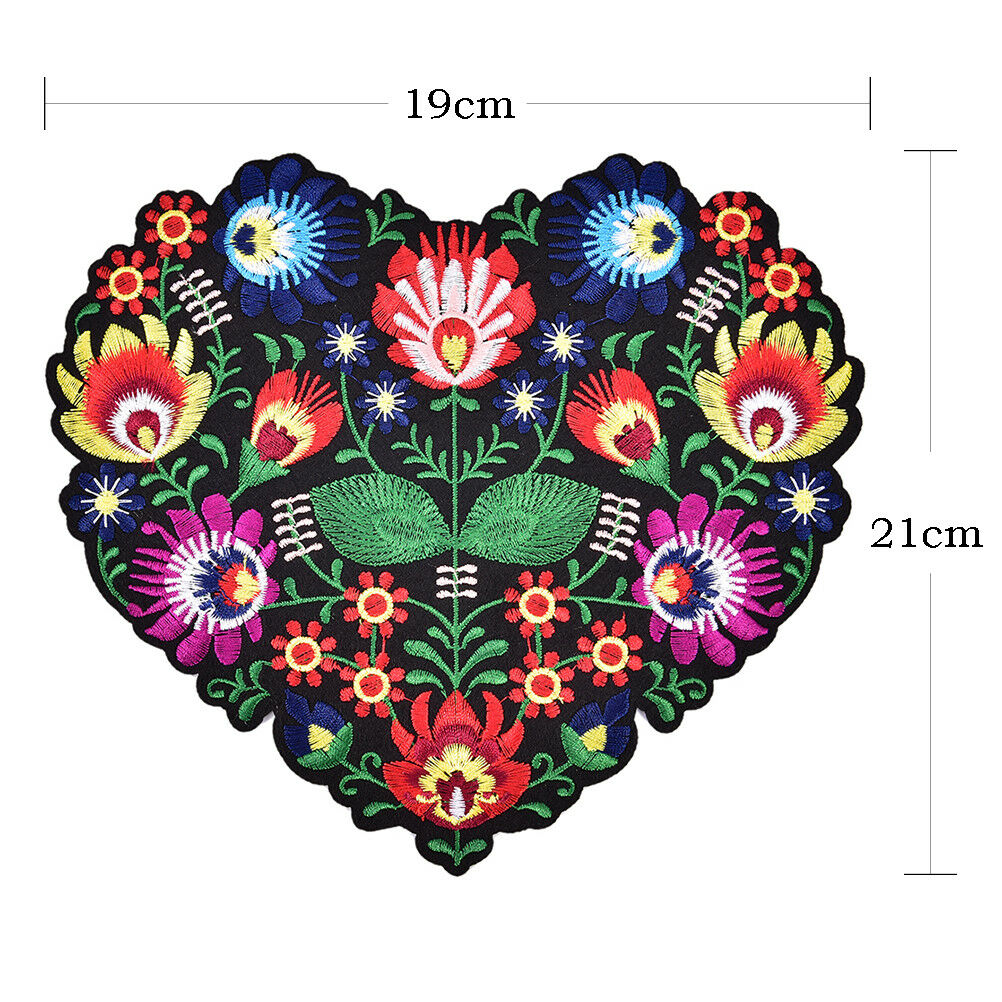 Heart Shape Flower Embroidery Applique Patches for Clothing Iron on Appliq.l8