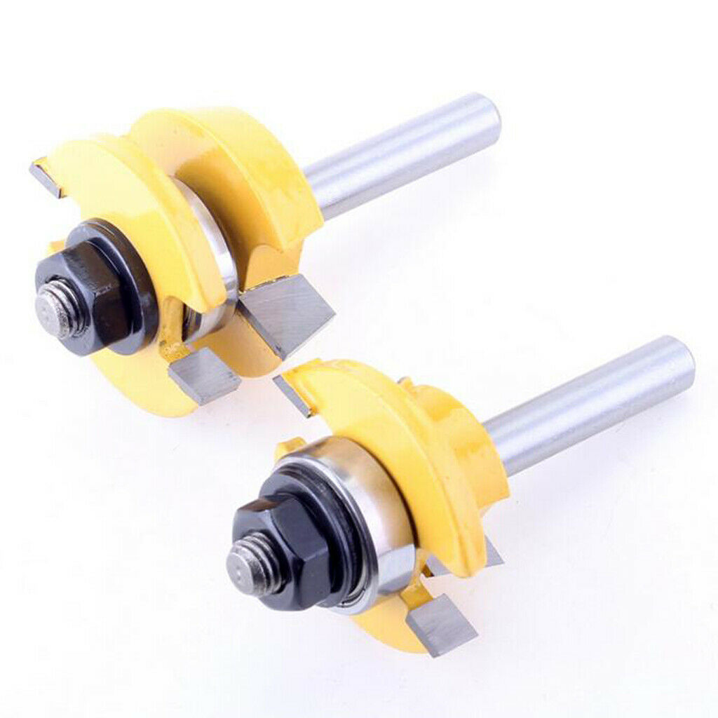 2Pcs 8mm Shank Matched Tongue and Groove Router Bit Woodworking Cutter Tools