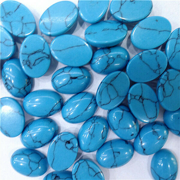 100Pcs 14x10x5mm Wholesale Blue Turquoise Oval Cab Cabochon Accessories HH7123