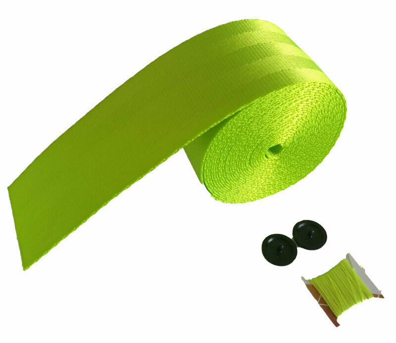 Seat Belts Fluorescent Green 3.6m Webbing 3 Point Auto Racing Front Safety 360CM