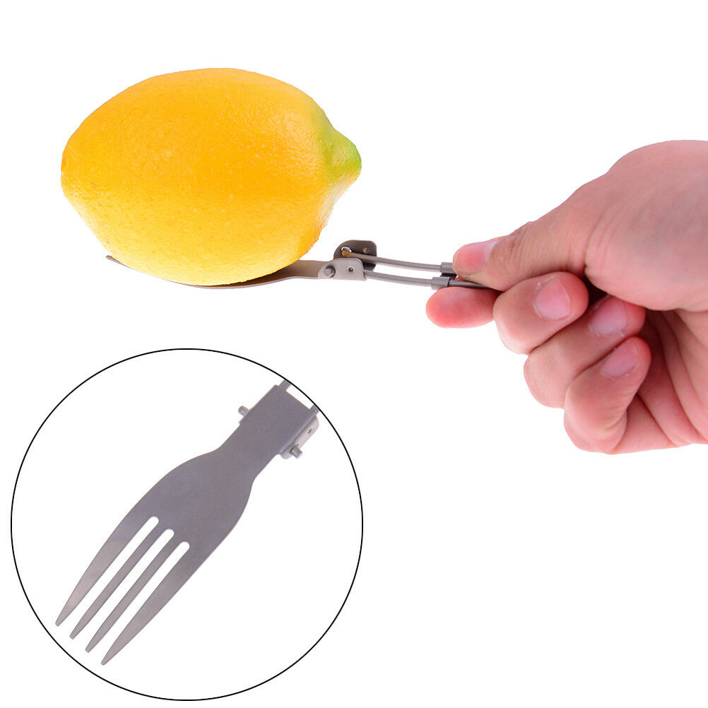 Outdoor camping tableware titanium fork folding hiking backpacking dinner foY1