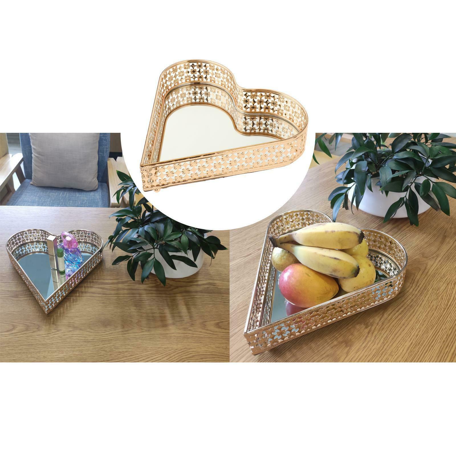 Golden Mirror Base Serving Dressing Drinks Tray Vanity Trinket Organizers