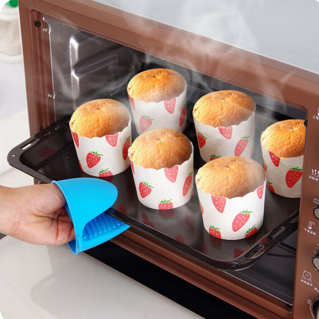 2pcs Heat Resistant Silicone Oven Glove Pot Holder Grip Pinch Mitts Red