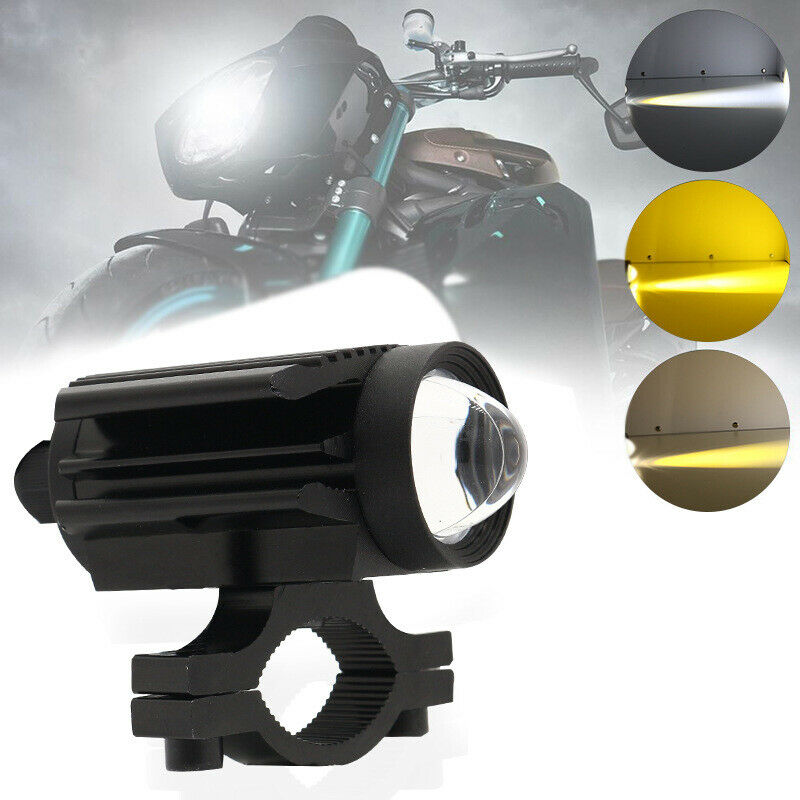 1PCS LED Car Motorcycle Bikes U7 Lens Two-color Spotlight Lamp 6000K Waterproof