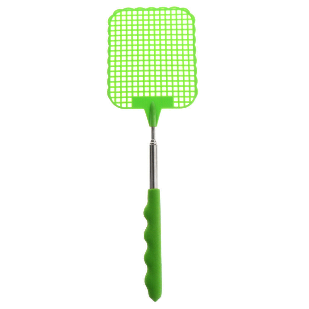2pcs Fly Swatter,Telescopic Extendable Fly Swatter, Long Metal Handle, Green &
