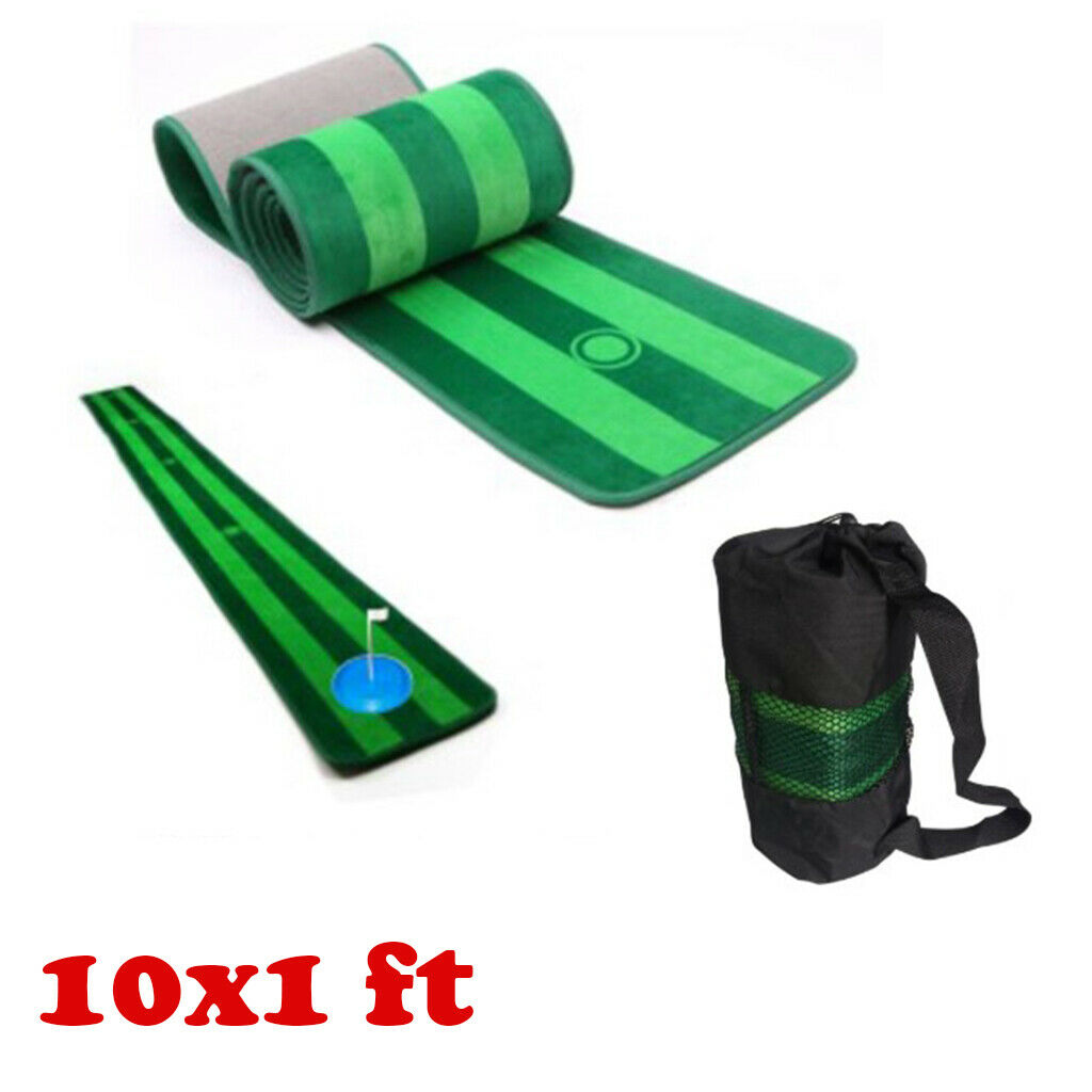 Golf Putting Mat Portable Indoor Putt Training Aids 10x1' Cup Equipment Gift