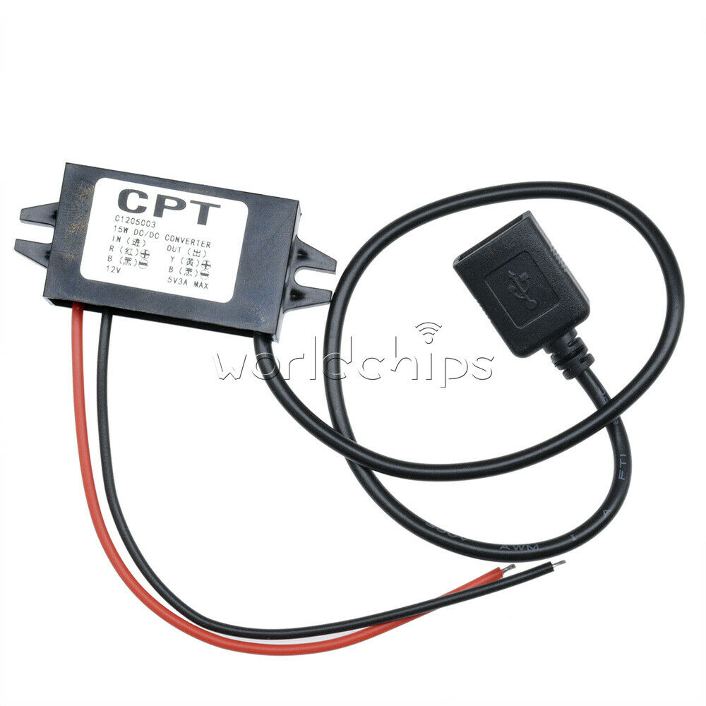 DC 12V to 5V 3A 15W Type A USB Output Power Adapter DC Converter Module
