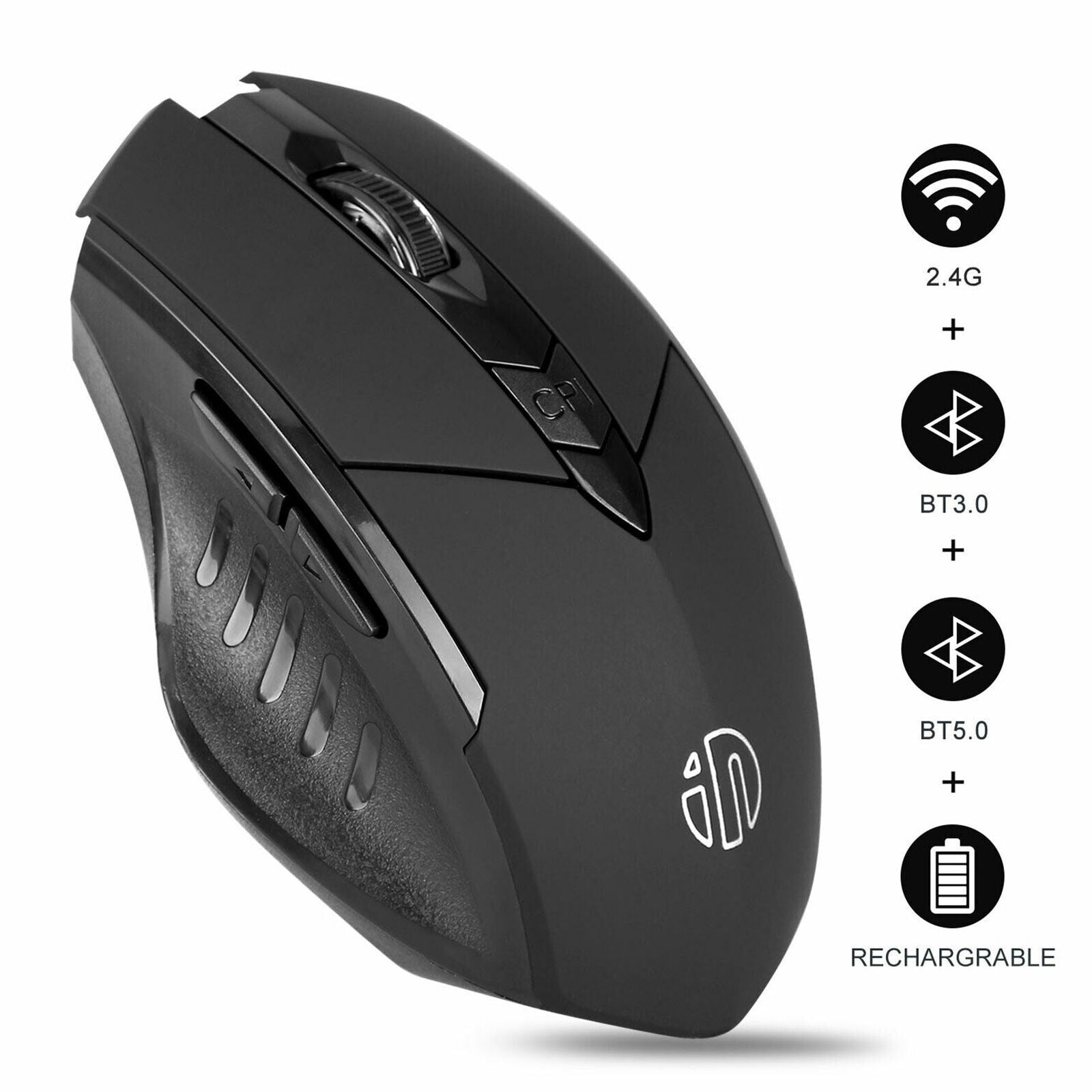 Wireless Bluetooth Mouse Tri-Mode Silent Rechargeable Optical Mice for Laptop PC
