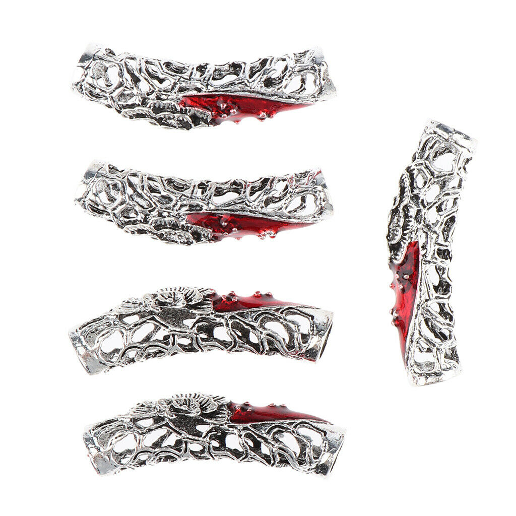 5Pcs Dreadlock Bead Twist Braid Jewelry Tube DIY Bracelet Beard Hair Pendant