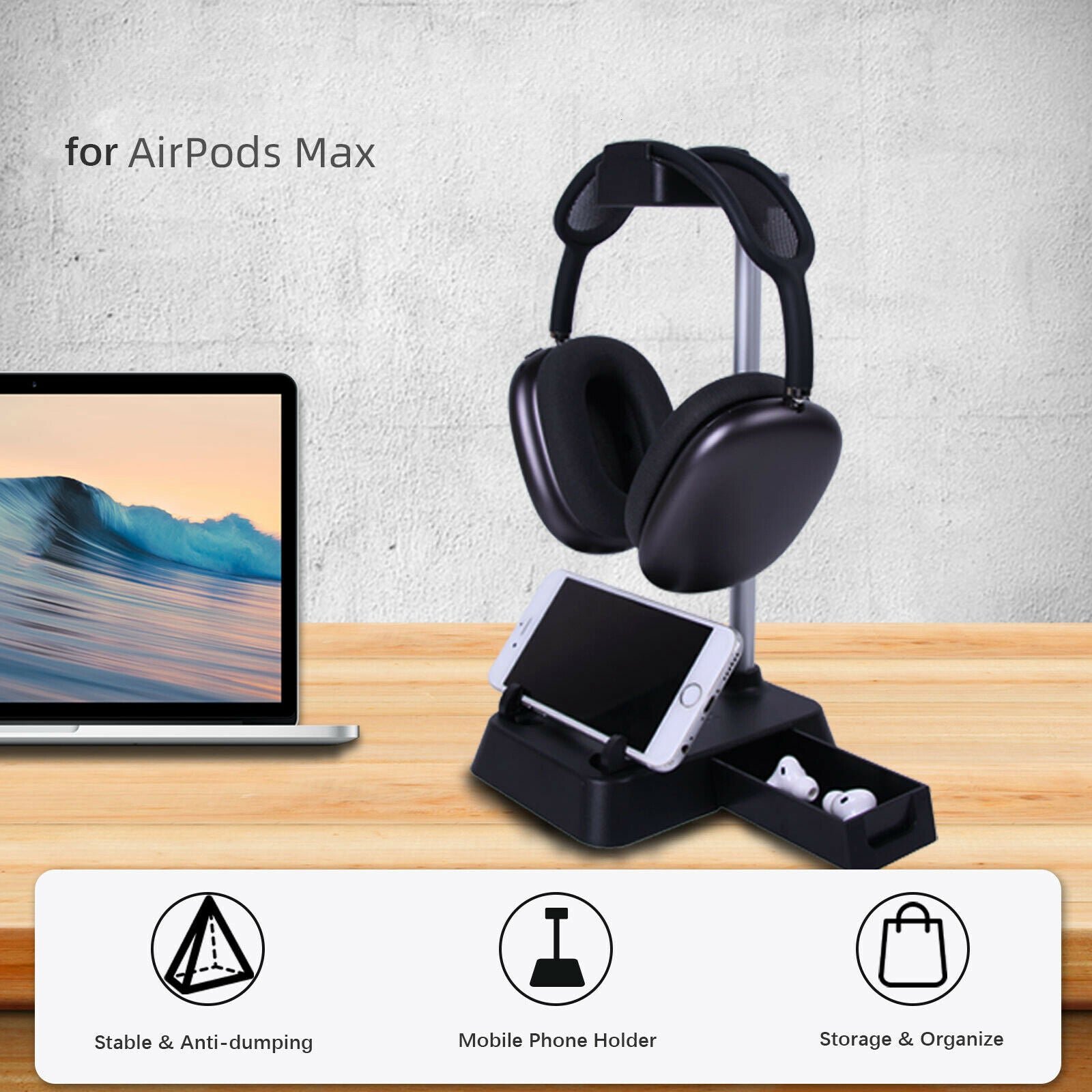 For AirPods Max Headset Holder Stand Storage Case Box Phone Bracket