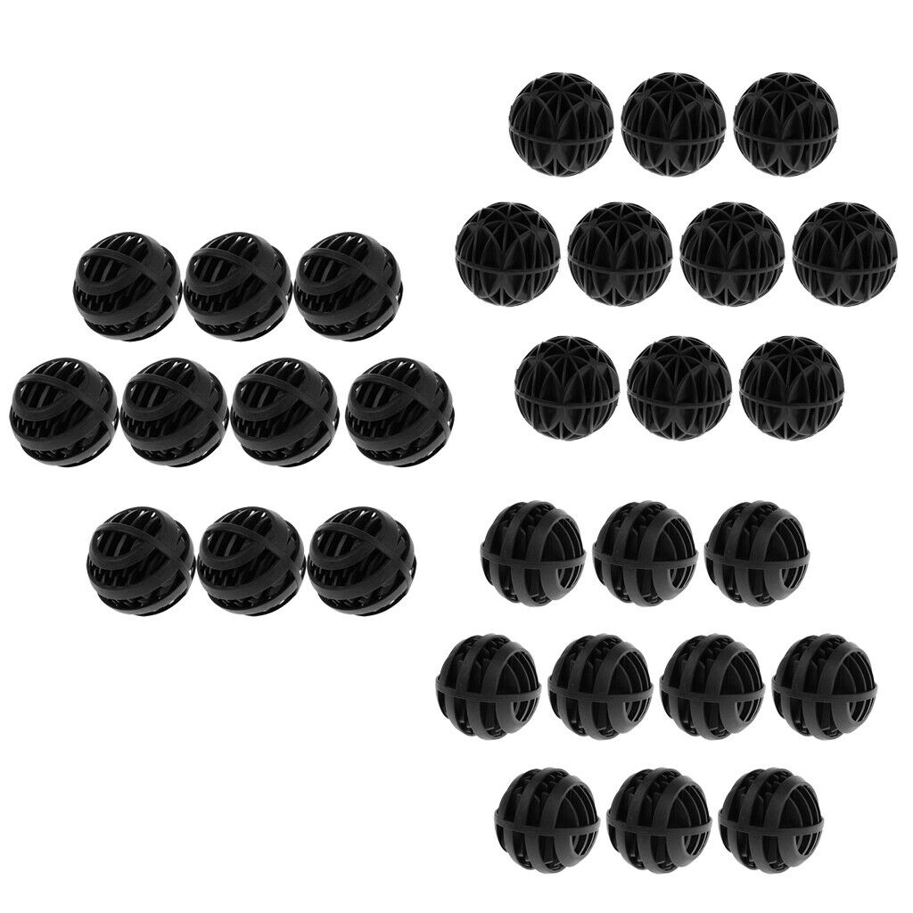 Black Aquarium Aquarium Bio Filter Ball Filter Medium 36mm (Pack of 20)