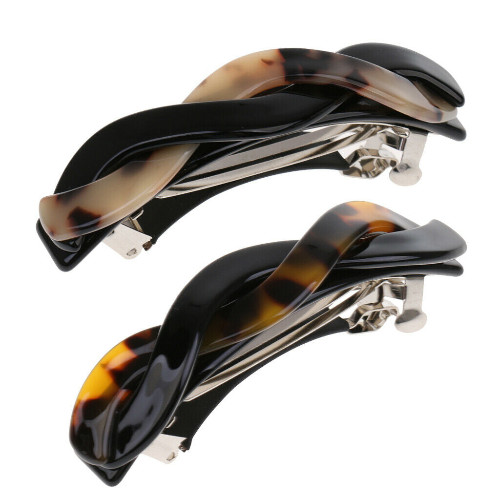 2Pcs Cellulose Acetate Hair Barrette Twist Spring Clamp Women Lady Hairwear