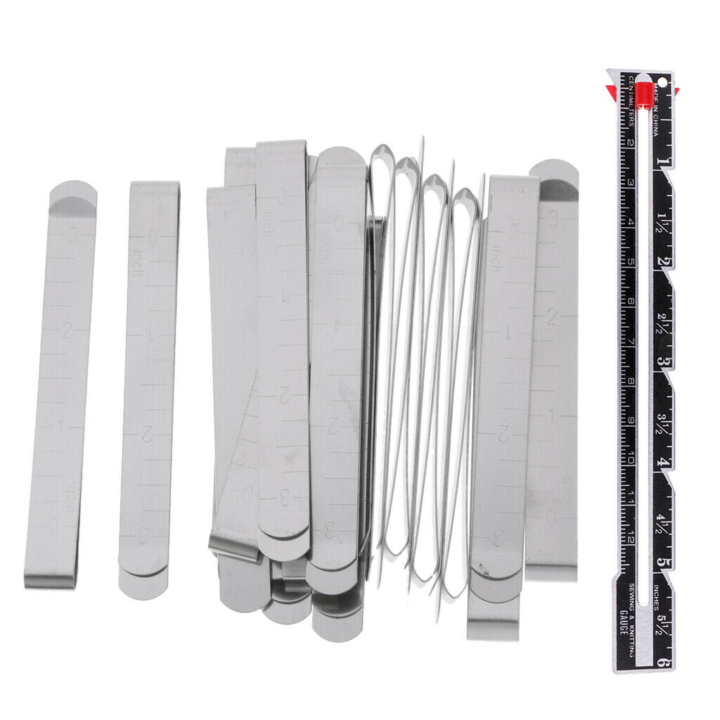 21Pc Metal Sewing Gauge Hem Clips with Guides for Tailor Dressmaker Assorted