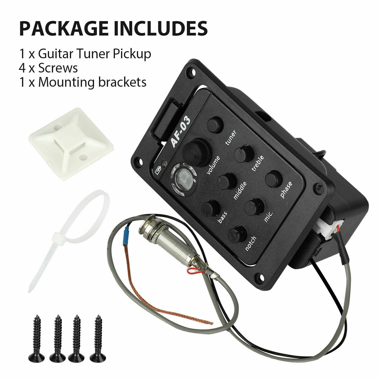 4-Band Equalizer System Acoustic Guitar EQ Tuner Preamp Pickup w/Mic LED Display