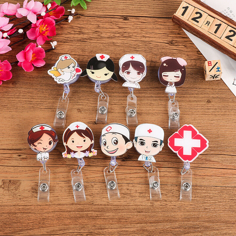 Retractable Badge Reel Nurse Exihibiton ID Name Card Badge Holder School S.l8