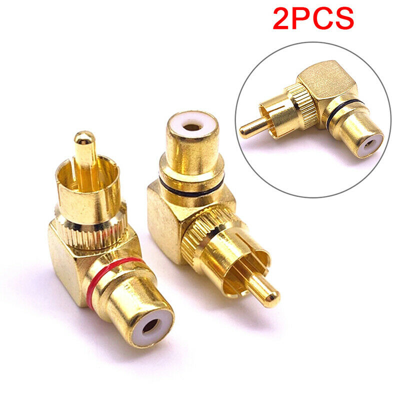 2Pcs Copper L-shaped RCA right angle elbow 90 degree head signal cable
