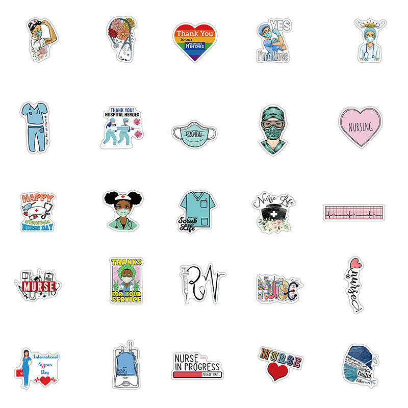 50Pcs Doctors Nursing Nurse Cute Angel Graffiti Stickers Luggage Laptop De Lt